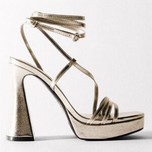ZARA Block Heel Metallic Sandals 3344/110